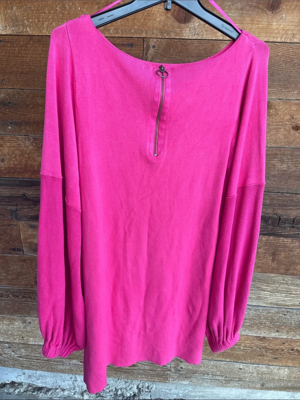 Free People Pink Sweater Dress Women’s Large Balloon Sleeve Open Back Knit